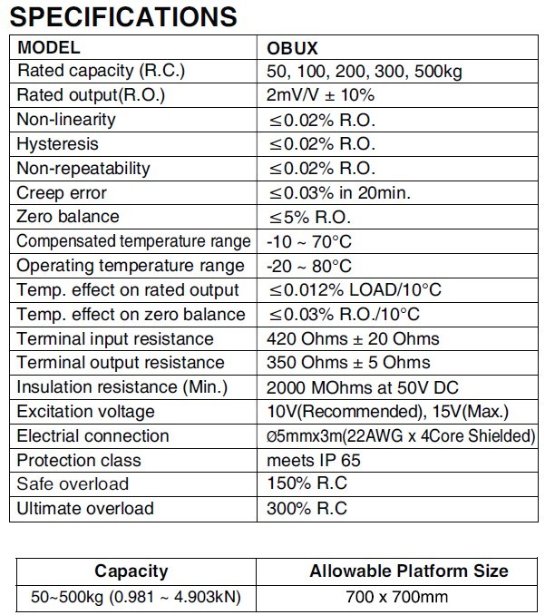 OBUX-50KG稱重傳感器